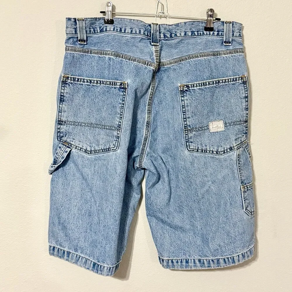 Levi Strauss Signature Carpenter Denim Shorts Baggy Y2K Light Wash Sz 34/12”L